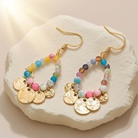 Boucles d'oreilles élégantes en acier inoxydable avec pierres naturelles, gemmes, cristaux, sodalite et agate colorée à facettes – Vente en gros