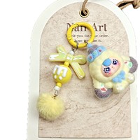 Accessoires de dessin animé 3D floqués en gros, porte-clés, pendentifs de sac, jouets tendance, accessoires DIY floqués pour breloques de sac, breloques de sac perlées