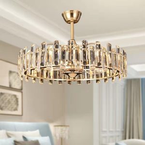Nordic Modern LED Crystal Chandelier With Fan Lamp New Design for <b>Indoor</b> & Bar Use Creative Living Room <b>Lighting</b> - Product Image 5