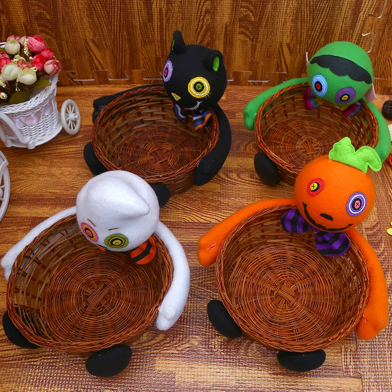 Halloween Decorations Ghost Pumpkin Doll Sugar Candy Basket Bowl Halloween Ghost Candy Bowl