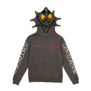Hip-hop Zip Hoodie Solid Design Sweatshirt Hooded Men <b>Grunge</b> <b>Clothes</b> Vintage Harajuku Autumn Polyester/Cotton Oversized Hoodies - Product Image 2