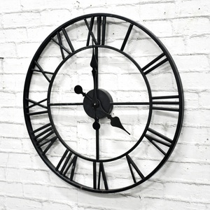 Nero Interno Silenzioso Funzionamento a Batteria in Metallo Orologio Decorativo, Industriale Europea <span class=keywords><strong>Vintage</strong></span> Grande Orologio <span class=keywords><strong>da</strong></span> <span class=keywords><strong>Parete</strong></span> in Ferro Battuto - Product Image 3