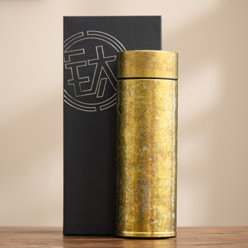 Pure titanium thermos - titanium gold