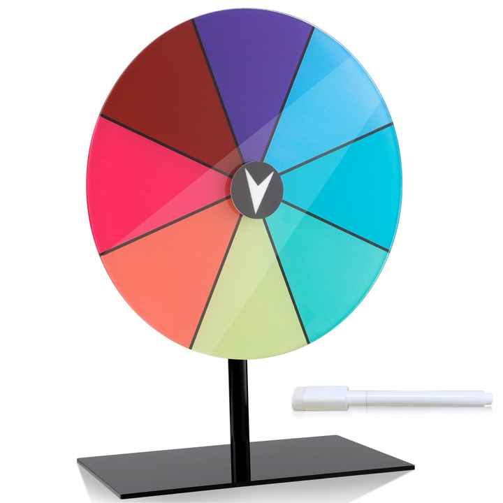 thumbnail interactive-video image 1 of 7.87 Inch Christmas Prize Wheel Spinner | Dry Erase Tabletop Roulette With Stand For Parties, Carnivals, Classrooms 1 of 11