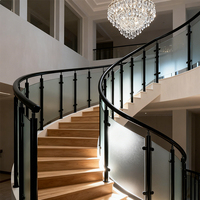 Système de garde-corps sans cadre en acier inoxydable noir de haute qualité, design moderne, verre trempé résistant à l'eau, pour escalier, hôtel, villa