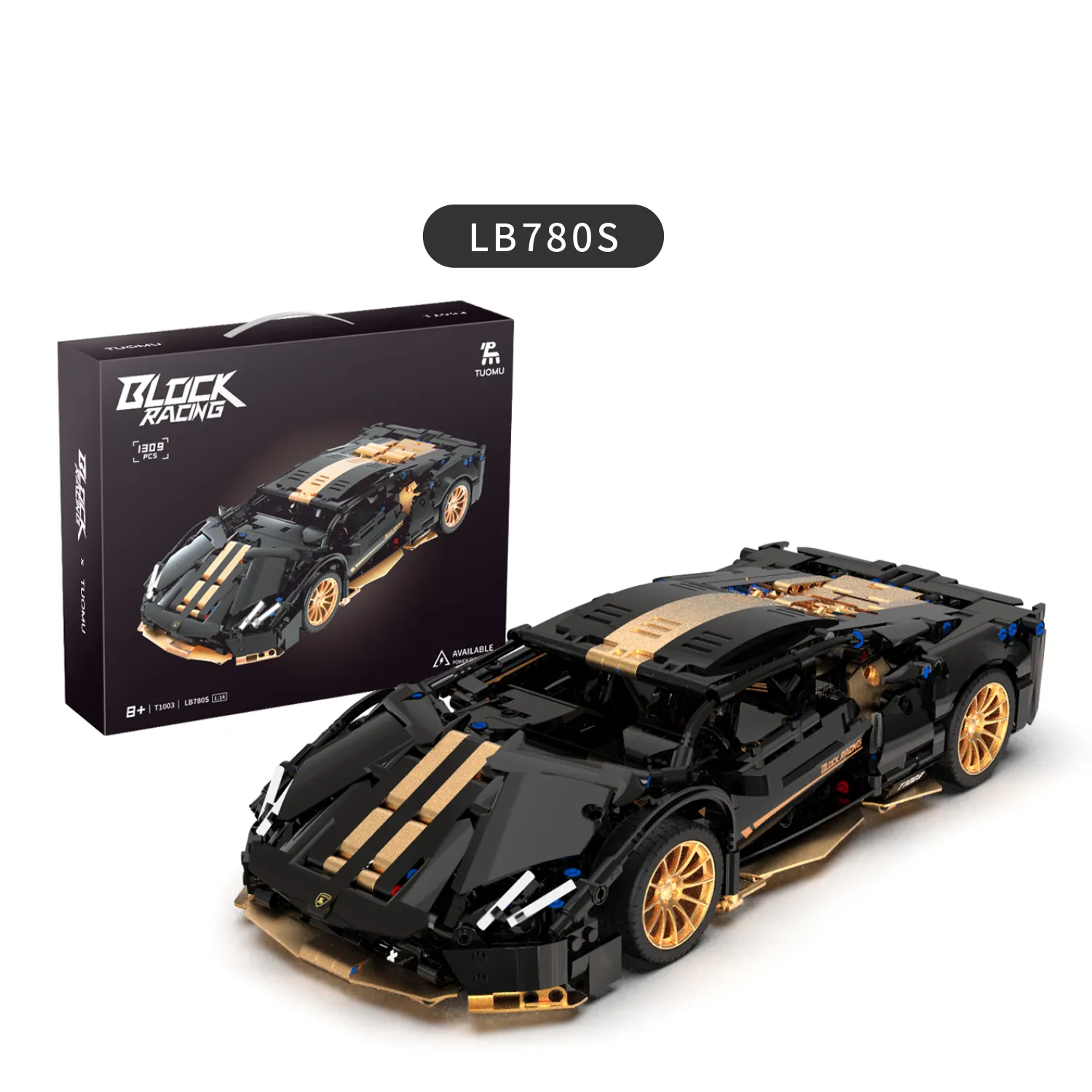 MOC assemblaggio di auto giocattolo di lusso auto tecnica in oro nero set di mattoni per bambini giocattolo educativo