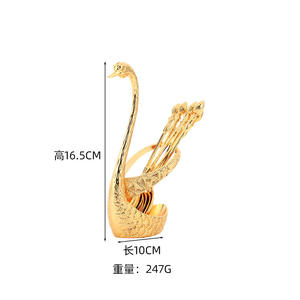 Usine Stock Creative Argent Cygne Métal Cuillère Vaisselle Plaqué Or Animal Thème Cuisine Stockage Sculpté Mode Artisanat Fourchette Costume - Product Image 5