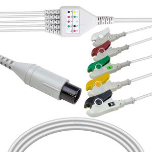สาย ECG แบบตรงโดยไม่ใช้ความต้านทาน5คลิปต่อสายไฟ ECG แบบชิ้นเดียว IEC Aha - Product Image 1
