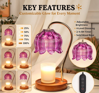Lampe chauffe-bougie électrique violette avec minuterie, chauffe-bougie électrique, cadeau d'anniversaire ou de Noël pour femme, chauffe-cire pour fleurs