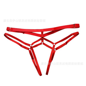 Ventes transfrontalières de sous-vêtements pour femmes à entrejambe ouvert pour les marchés européens et américains, string transparent avec cordon de serrage, plus - Product Image 5