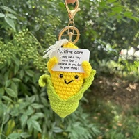 Porte-clés amusant en forme d'épi de maïs, fait main en alliage, crocheté, pour le soutien émotionnel, jouet poupée de soutien émotionnel au design original
