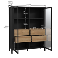 Armoire moderne de luxe en bois à double porte, 4 tiroirs, gain de place, grande capacité, pour salon, chambre, bar à domicile, hôpital, villa, hôtel