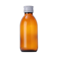 Bouteille en verre ambrée ronde vide de 120 ml, 250 ml, 500 ml pour sirop contre la toux, liquide oral, avec bouchon en aluminium pour médicaments liquides et sirops
