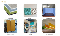 Panneau de fibres colorées 9mm/12mm Panneau acoustique non toxique pour panneau acoustique décoratif Panneau d'isolation acoustique absorbant le son