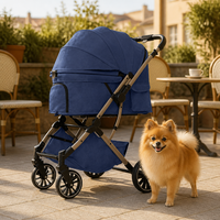 Poussette pliable pour animaux de compagnie avec poignée réversible, berceau intégré, capacité de charge de 15 kg, pneus EVA à 4 roues, suspension, capote, OEM ODM, poussette pour chien