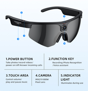 Gafas de Sol Deportivas para Ciclismo, Resistentes al Agua IPX-5, <span class=keywords><strong>con</strong></span> <span class=keywords><strong>Traductor</strong></span> de <span class=keywords><strong>Voz</strong></span> Inteligente, Marco Moldeado, Traducción IA de 1200p - Product Image 6