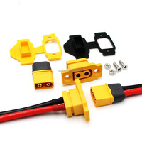 Conectores de Montaje en Panel Amass XT60E-F, Conectores Hembra XT60E-F con Tapas Protectoras contra el Polvo para Baterías RC