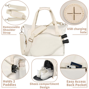 Sac de sport pour femme, grande capacité, imperméable, pour pickleball, bandoulière réglable, rangement pour chaussures, sac à dos, sac de gym - Product Image 2