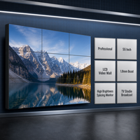 Mur vidéo professionnel IPS LCD 55 pouces, cadre de 1,8 mm, luminosité 500 cd/m², moniteur de raccordement, gamme de couleurs 98% Rec.709 pour studio TV
