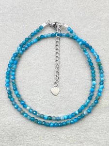 Collar de Apatita Azul, Collares con Cuentas de Piedras Preciosas Pequeñas, Joyería Delicada con Piedras Preciosas Microfacetadas, Joyería Minimalista, Cristal - Product Image 2