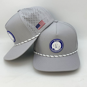 Mũ bóng chày thể thao Gorras tùy chỉnh chống thấm nước, chất liệu polyester, có lỗ cắt laser, miếng dán cao su PVC thiết kế 5 tấm, dành cho doanh nghiệp OEM. - Product Image 3