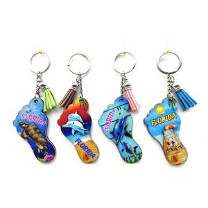 Porte-clés en bois MDF personnalisé avec motif de poisson, souvenir de plage, planche de surf, avec pompons, fait main, de Floride - Product Image 2