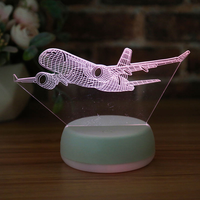 Lampe de nuit LED 3D à illusion optique en forme d'avion, rechargeable par USB, à intensité réglable par toucher, lampe de table, décoration de chambre, cadeau pour enfants, OEM personnalisé