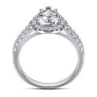 Nouvelle bague de luxe en argent Rose 2CT en forme de poire VVS Moissanite, bague en argent Sterling 925