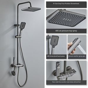 Nuevo juego de ducha de grifos termostáticos de cuatro funciones a prueba de explosiones resistente al calor Simple hogar Baño suave Jet Spray - Product Image 1