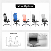 Chaise de bureau ergonomique moderne pivotante à dossier haut en maille confortable pour le personnel, avec repose-tête réglable et design respirant
