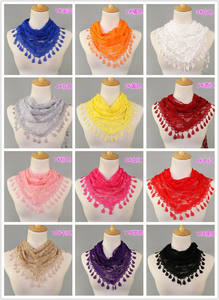 Offre Spéciale Dentelle Monochrome Coréen Triangle Écharpe De Mode Creux Dames Solide Couleur Rose Triangle Écharpe Islamique De Mariage Voile - Product Image 5