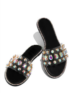 รองเท้าแตะผู้หญิงหัวกลมประดับเพชรขนาดใหญ่สำหรับผู้หญิงรองเท้าแตะผู้หญิงหัวกลมสำหรับการค้าสินค้าใหม่ฤดูร้อน - Product Image 2