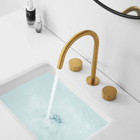 Ensemble de robinetterie trois pièces en laiton brossé doré, moderne, pour lavabo de chambre et salle de bain, à poser sur le comptoir, avec cartouche en céramique, vente en gros usine