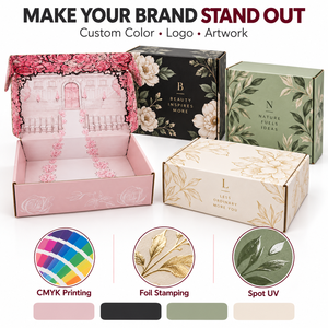 Caja de correo corrugada impresa por dentro y por fuera, personalizada, con diseño floral de rosas rosadas, impresión a todo color, plegable, de fábrica propia. - Product Image 2