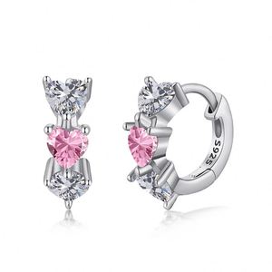 Dylam New Arrival Hypoallergenic Nickel Free 925 Sterling <b>Silver</b> Kid Children Oval 5A CZ Cubic Zirconia Heart <b>Hoop</b> <b>Earrings</b> - Product Image 1
