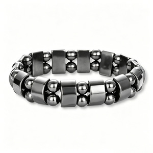 Pulseras Elásticas Ajustables de Hematita Negra Natural, Estilo Sofisticado y Elegante para Hombre, Regalo Ideal, Éxito de Ventas Transfronterizo - Product Image 5