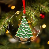 Vente en gros d'ornements de Noël en cristal K9 transparent de 3 pouces, style féerique, polis et décoratifs, impression UV, gravure, boîte cadeau