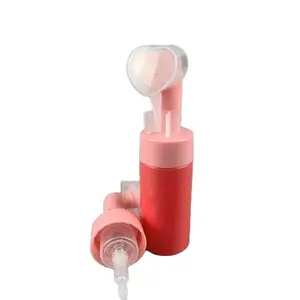 Dispenser di sapone liquido in schiuma di colore rosa per animali domestici da 150ml con pennello in silicone a forma di cuore/Gel per schiuma