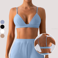 Soutien-gorge de sport à bretelles sexy de compression élastique pour entraînement Soutien-gorge de yoga Crop Top Vente en gros Logo personnalisé Soutien-gorge de sport pour entraînement de course à pied pour femmes