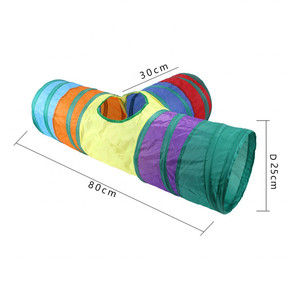 Gato plegable de juguete para mascotas, túnel interactivo curvo de canal colorido para interior, pasarela de arcoíris - Product Image 5