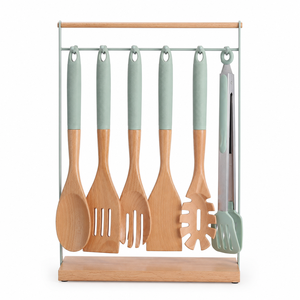 Ensemble d'ustensiles de cuisine personnalisés en silicone : Spatule à pizza et passoire combinées, antiadhésifs, antidérapants, résistants aux hautes températures, pour la maison - Product Image 1