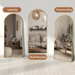 Miroir sur pied moderne personnalisable avec cadre en aluminium cintré pour chambres, salons et dressing - Product Image 5
