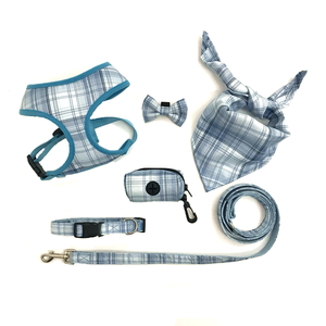 Nuevo estilo a cuadros poliéster moda <span class=keywords><strong>perro</strong></span> Bandana y arnés conjunto cómodo y ajustable para todas las <span class=keywords><strong>razas</strong></span> - Product Image 2