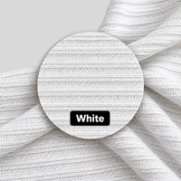 Tissu en maille côtelée double en polyester blanc, tissu texturé extensible pour la confection de vêtements et de mode
