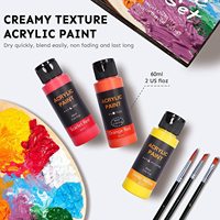 Ensemble de peinture acrylique 24 couleurs, peinture pour tissu (59 ml/flacon), 10 pinceaux d'art, papier, toile, bois, céramique, fournitures d'art pour tissu