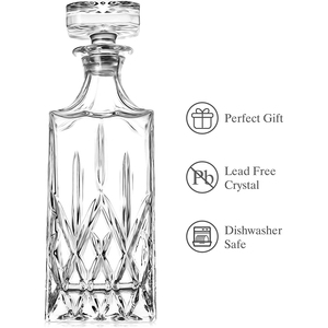 Classic 750ml 28oz Crystal Clear Square Liquor Decanter Set bicchieri da whisky vecchio stile per <span class=keywords><strong>Vodka</strong></span> Bourbon Brandy Rum - Product Image 4
