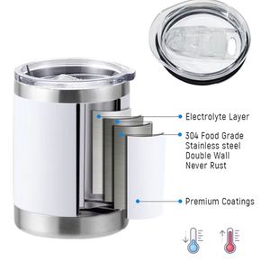Custom 10oz Stainless Steel Travel Coffee Mug <b>Double</b> <b>Wall</b> Reusable Powder Coated Cup 10 oz Insulated Lowball Tumblers with Lid - Product Image 4