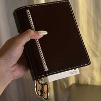 Carnet à anneaux A7 en cuir PU, mini-agenda de poche, avec pendentif chien en acrylique mignon, portable pour le voyage et la gestion des comptes