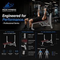 Banc plat portable réglable de qualité supérieure pour usage commercial avec support pour barre et fonction haltères en métal pour salle de sport PK-8023