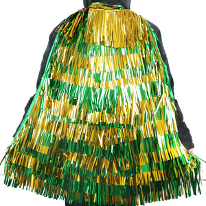DAMAI Chal con Borlas para el Día de San Patricio, Capa con Flecos Verdes y Dorados, Disfraz para Desfile, Festival, Carnaval, Fiesta, Actuación - Product Image 3
